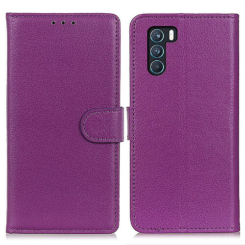 Etui en PU texture litchi, violet pour votre Oppo K9 Pro