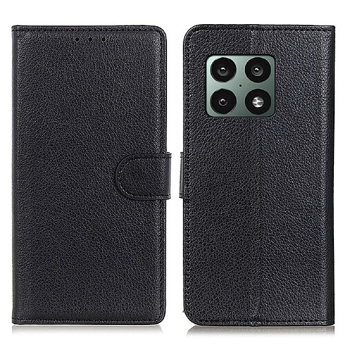 Etui en PU texture litchi, anti-rayures avec support, noir pour votre OnePlus 10 Pro 5G