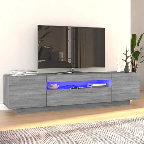 Maison Chic Meubles TV avec lumières LED - Banc TV pour salon Sonoma gris 160x35x40 cm -MN40375