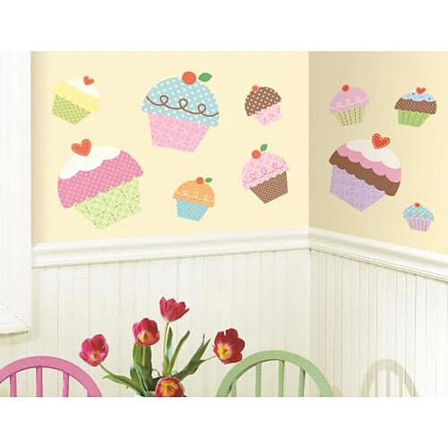 Thedecofactory HAPPY CUPCAKE - Stickers repositionnables géants farandole de cupcakes