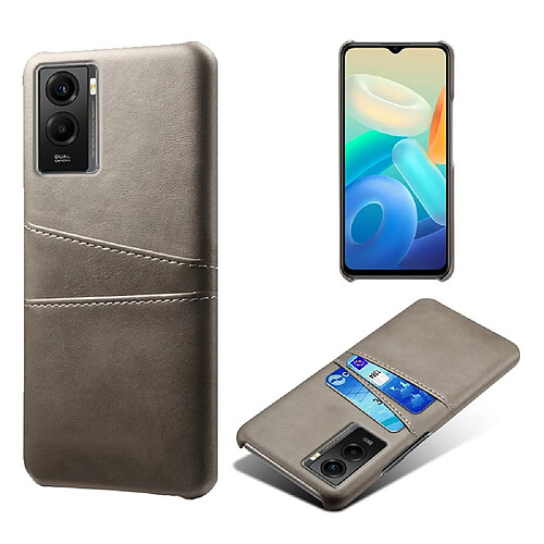 Coque en TPU + PU anti-griffes avec porte-carte, gris pour votre Vivo Y55s 5G