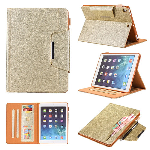 Wewoo Housse Étui Coque Pour iPad 10,2 pouces en cuir Flip horizontal poudre scintillant avec titulaire et fente carte et cadre photo et portefeuille or