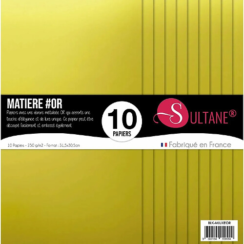 Sultane A 10 papiers Scrapbooking Or - 250g/m2 - H : 30,5 cm