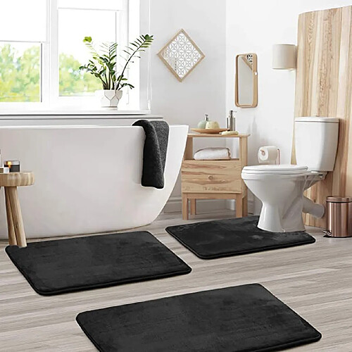 LUUCOZK Tapis de bain antidérapants absorbants à séchage rapide pour salle de bain - Noir-40 x 50 cm en forme de U