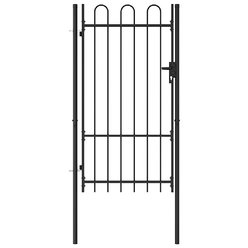 vidaXL Portillon simple porte avec dessus arqué Acier 1x1,75 m Noir