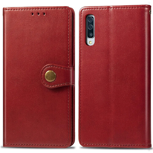 Wewoo Housse Coque Étui en cuir de protection pour téléphone mobile avec boucle photocadre photo et fente carteportefeuille et support Galaxy A50 rouge