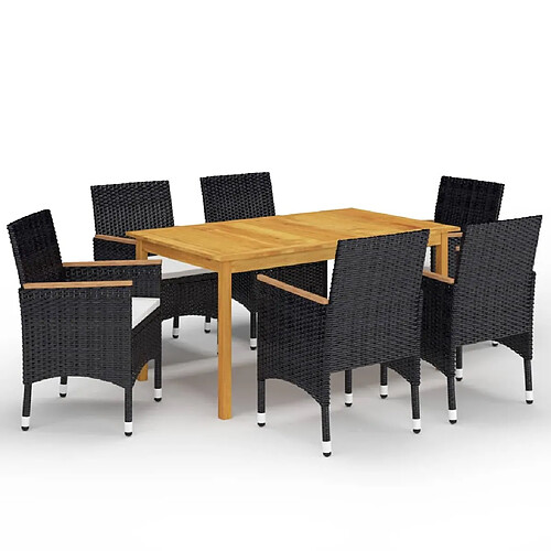 Salle à manger de jardin 7 pcs,Table et chaise à dîner Noir -MN98912