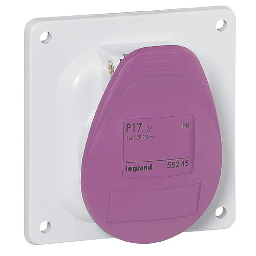 prise tableau 16 ampères 2p ip44 mauve - legrand tbt 55245