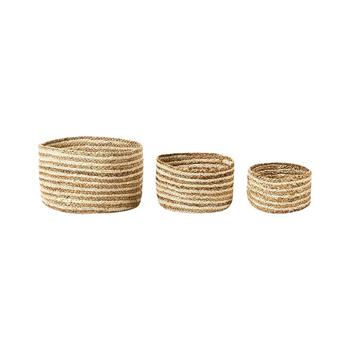 Beliani Lot de 3 paniers en jute naturel et beige KAHU