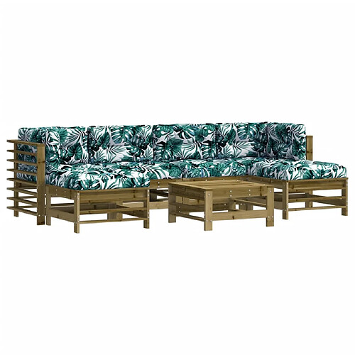 Maison Chic Salon de jardin 7 pcs + coussins - Mobilier/Meubles de jardin - Table et chaises d'extérieur bois de pin imprégné -MN93396