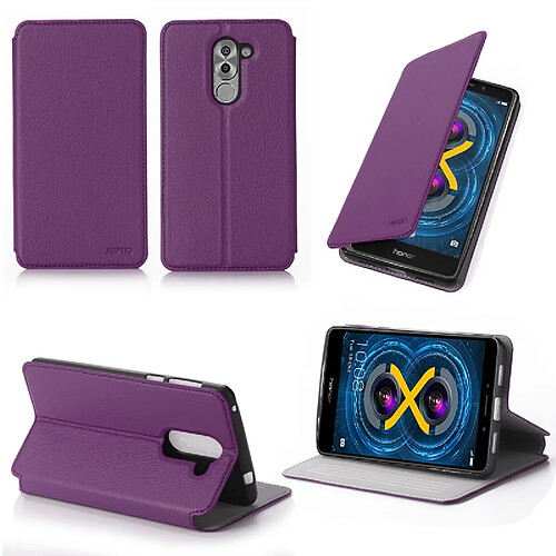 Xeptio Etui coque luxe Huawei Honor 6X 4G violet Ultra Slim avec stand - Housse pochette