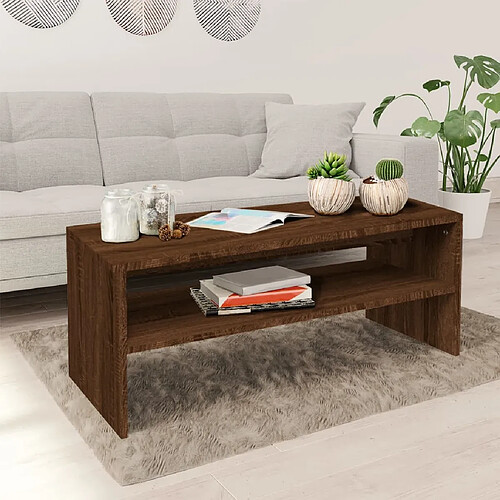 vidaXL Table basse Chêne marron 100x40x40 cm Bois d'ingénierie