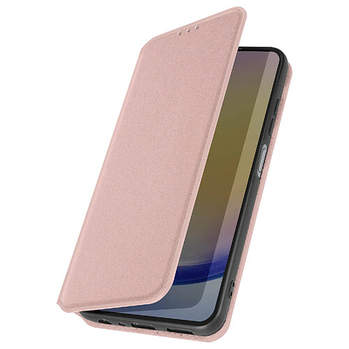 Avizar Étui pour Galaxy A25 Porte-carte Support Vidéo Clapet Magnétique Rose Champagne