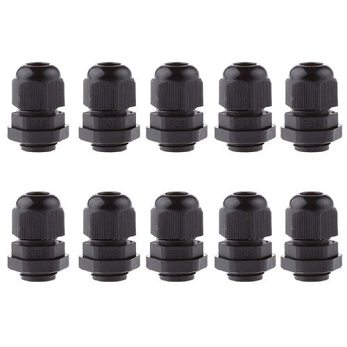 10pcs PG9 Noir Imperméable Presse-Étoupe Connecteur 4-8mm en Plastique