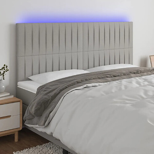 Maison Chic Tête de lit scandinave à LED,meuble de chambre Gris clair 160x5x118/128 cm Tissu -MN66600