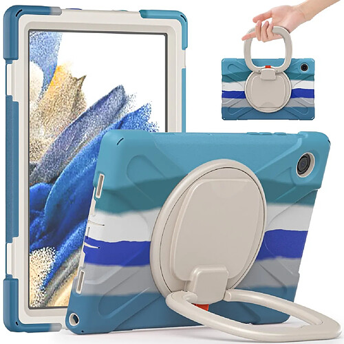 Coque en silicone avec béquille rotative à 360° Bleu coloré pour Samsung Galaxy Tab A8 10.5 (2021)