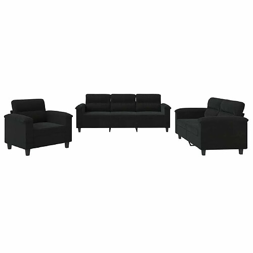 Maison Chic Ensemble de canapés 3 pcs avec coussins, Canapé droit Sofa pour Salon noir tissu microfibre -GKD671516