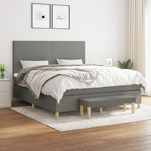 Maison Chic Lit Adulte - Lit simple Lit à sommier tapissier avec matelas moelleux - Meuble de Chambre - Gris foncé 160x200cm Tissu -MN70163