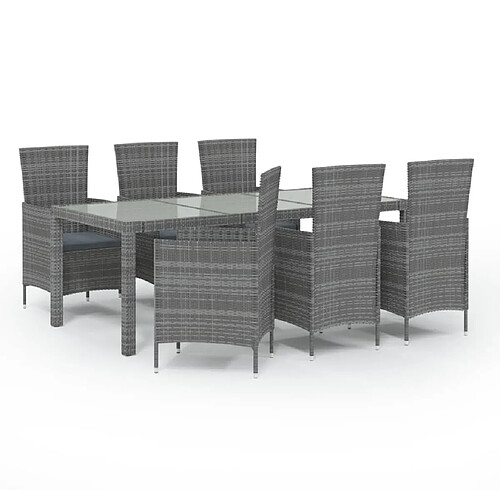 Maison Chic Salon de jardin 7 pcs + coussins - Mobilier/Meubles de jardin - Table et chaises d'extérieur Résine tressée Gris -MN98554