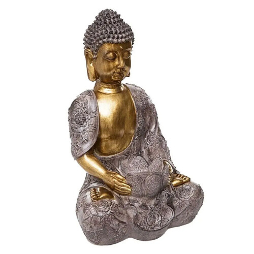 Atmosphera, Createur D'Interieur Bouddha en résine et photophore H37 cm Marron - ATMOSPHERA