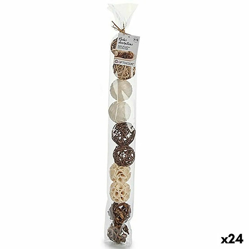 Gift Decor Boule Décorative Naturel Blanc Marron Noir (24 Unités)