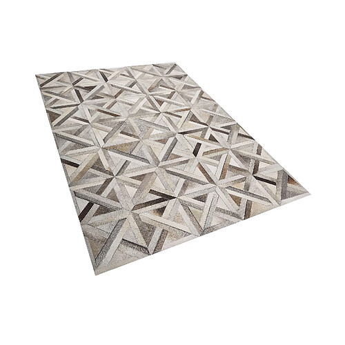 Beliani Tapis patchwork en cuir beige et marron 140 x 200 cm TAYTAN