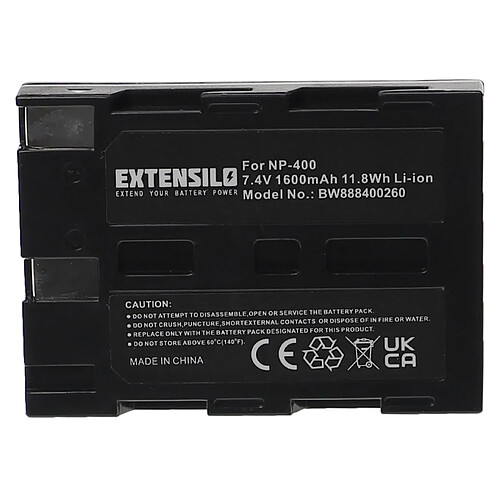 Vhbw EXTENSILO Batterie compatible avec Pentax K10D, K20D appareil photo, reflex numérique (1600mAh, 7,4V, Li-ion)