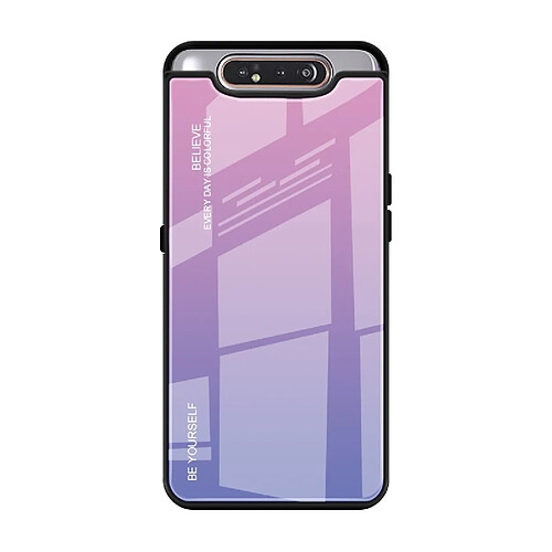 Wewoo Coque Pour Galaxy A80 Gradient Color Glass Case Light Purple