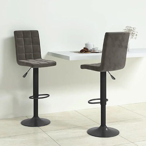 vidaXL Tabourets de bar lot de 2 gris foncé velours