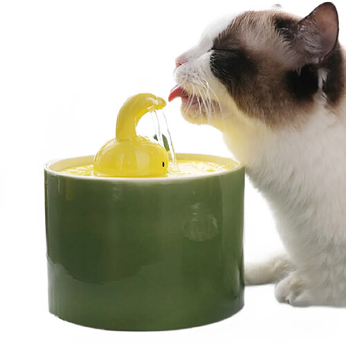 Universal Fontaine pour chat entièrement automatisée Répartiteur d'eau pour animaux domestiques en céramique Bol d'eau pour chien ultra-silencieux USB électrique 5x filtration | Fournitures d'alimentation pour chat (vert)