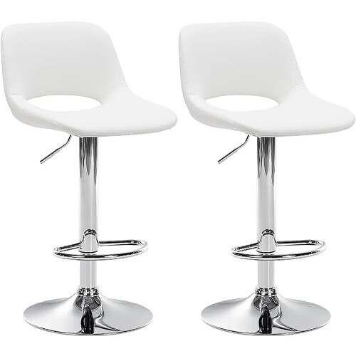 Decoshop26 Tabourets de bar chaises haute x2 avec repose-pieds en PVC blanc piètement métallique chromé 10_0004060