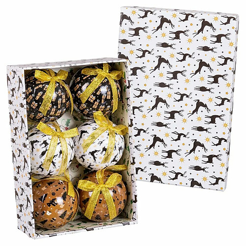 BigBuy Christmas Boules de Noël Multicouleur Papier Polyfoam Renne 7,5 x 7,5 x 7,5 cm (6 Unités)