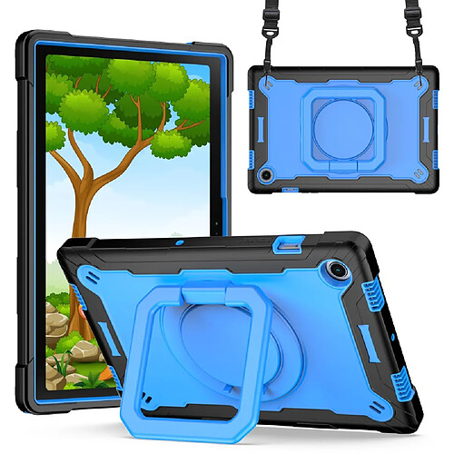 Coque en silicone avec béquille rotative à 360° noir/bleu pour votre Samsung Galaxy Tab A8 10.5 (2021)