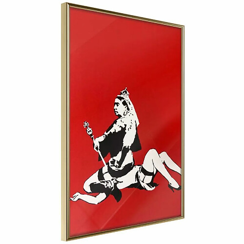 Paris Prix Affiche Murale Encadrée Banksy Queen Victoria 30 x 45 cm Or