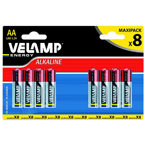 VELAMP Pile alcaline STILO LR6 AA 1,5V - Blister de 8