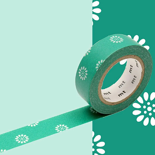 Masking Tape Fleurs Fond Vert