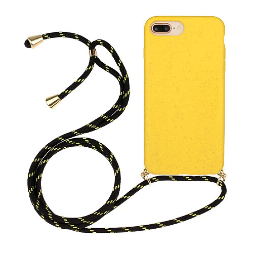 Coque en TPU souple avec sangle multifonction jaune pour votre Apple iPhone 6 Plus/6s Plus/7 Plus/8 Plus 5.5 pouces