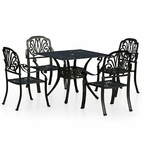 Maison Chic Table de bistro et chaises d'extérieur 5 pcs,Ensemble de bistro de jardin pour relax Aluminium coulé Noir -GKD622633