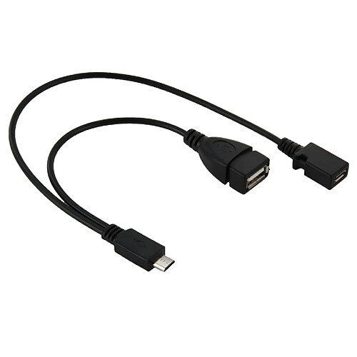 Wewoo Adaptateur noir pour Téléphone Intelligent, Longueur: 19 / 30cm USB 2.0 Micro-B mâle à USB 2.0 Micro-B femelle et USB 2.0 Y Splitter OTG Câble