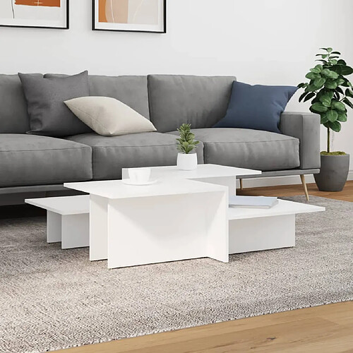 vidaXL Tables basses 2 pcs blanc bois d'ingénierie