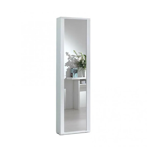 Inside 75 Armoire polyvalente MILEZZI blanc 1 porte miroir 7 étagères