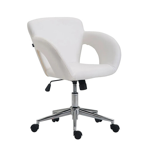 Decoshop26 Fauteuil chaise de bureau en synthétique blanc avec accoudoirs hauteur réglable BUR10342