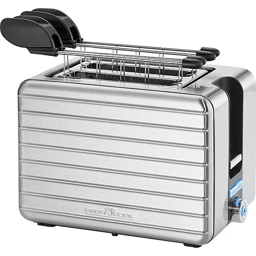 Grille Pain Toaster large fente 2 tranches, 2 pinces à tirer les sandwichs, 1050, Argent, Proficook, TAZ 1110