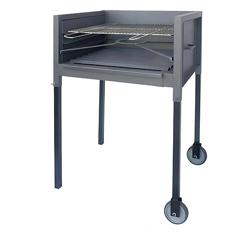 Visiodirect Barbecue de 3 hauteur en Zinc coloris Gris - 80 x 50 x 64,5 x 123 cm