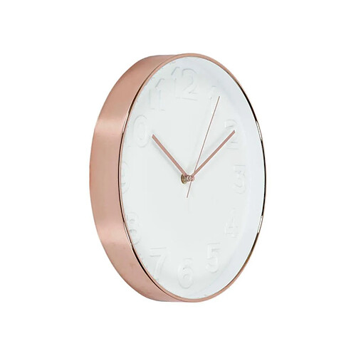 The Home Deco Factory Horloge ronde cuivrée et blanche 30.5 cm.