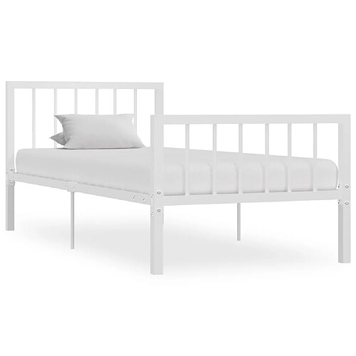 Maison Chic Lit adulte - Lit simple Cadre de lit,Structure du lit Contemporain Blanc Métal 90 x 200 cm -MN89157