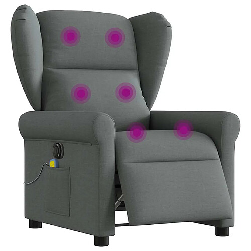 vidaXL Fauteuil inclinable de massage électrique gris foncé tissu