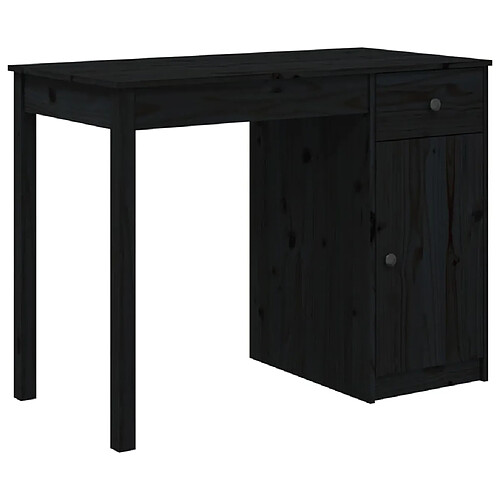 Helloshop26 Bureau table poste de travail meuble d'ordinateur informatique étude 100 x 50 x 75 cm bois massif de pin noir 02_0023886