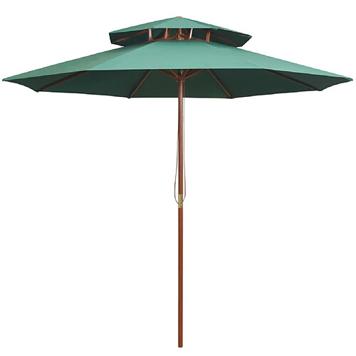 vidaXL Parasol à deux étages avec poteau en bois 270 x 270 cm vert