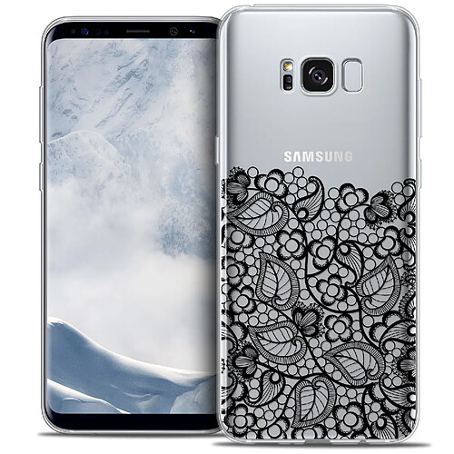 Caseink Coque Housse Etui Samsung Galaxy S8+/ Plus (G955) [Crystal Gel HD Collection Spring Design Bas dentelle Noir - Souple - Ultra Fin - Imprimé en France]